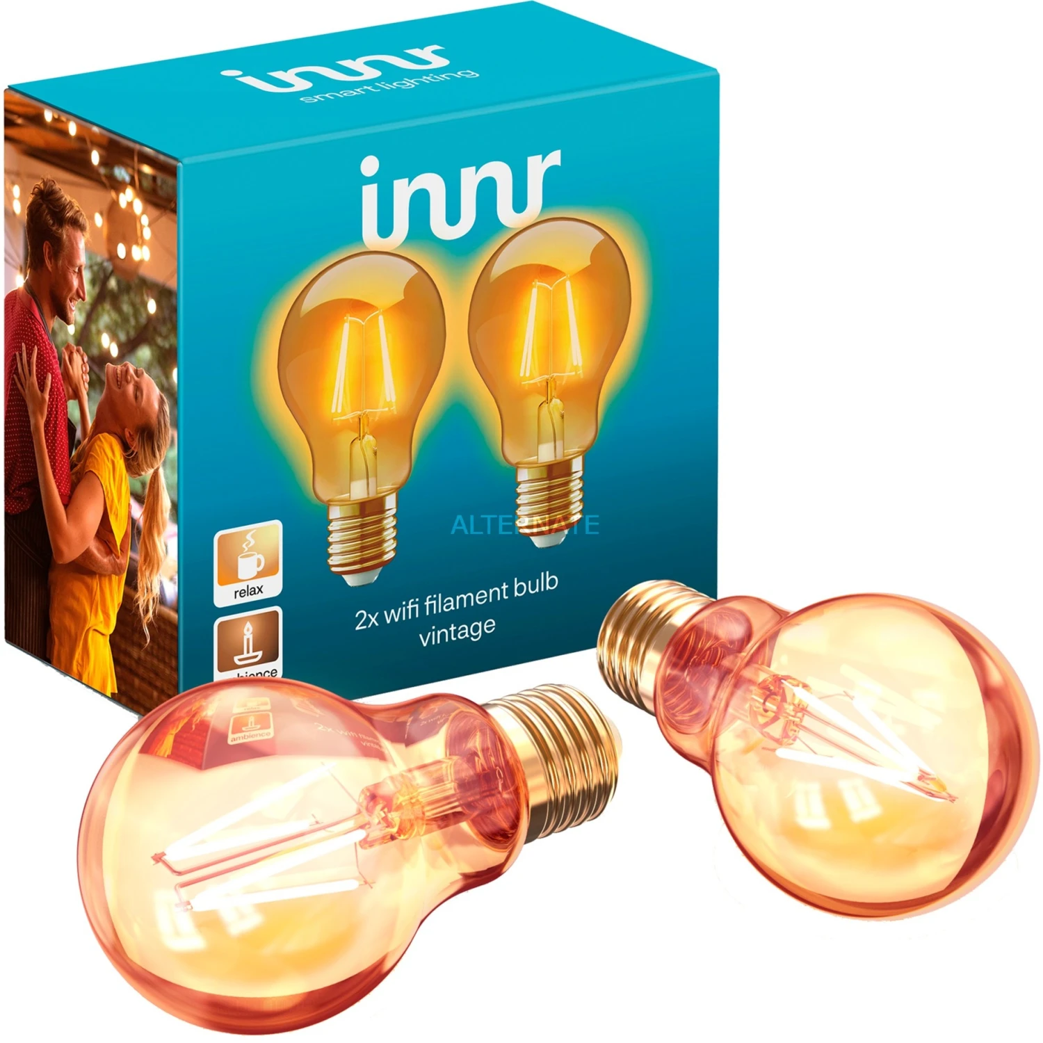 Leuchtmittel INNR WiFi Filament Vintage E27, LED-Lampe (2er-Pack, Ersetzt 30 Watt)