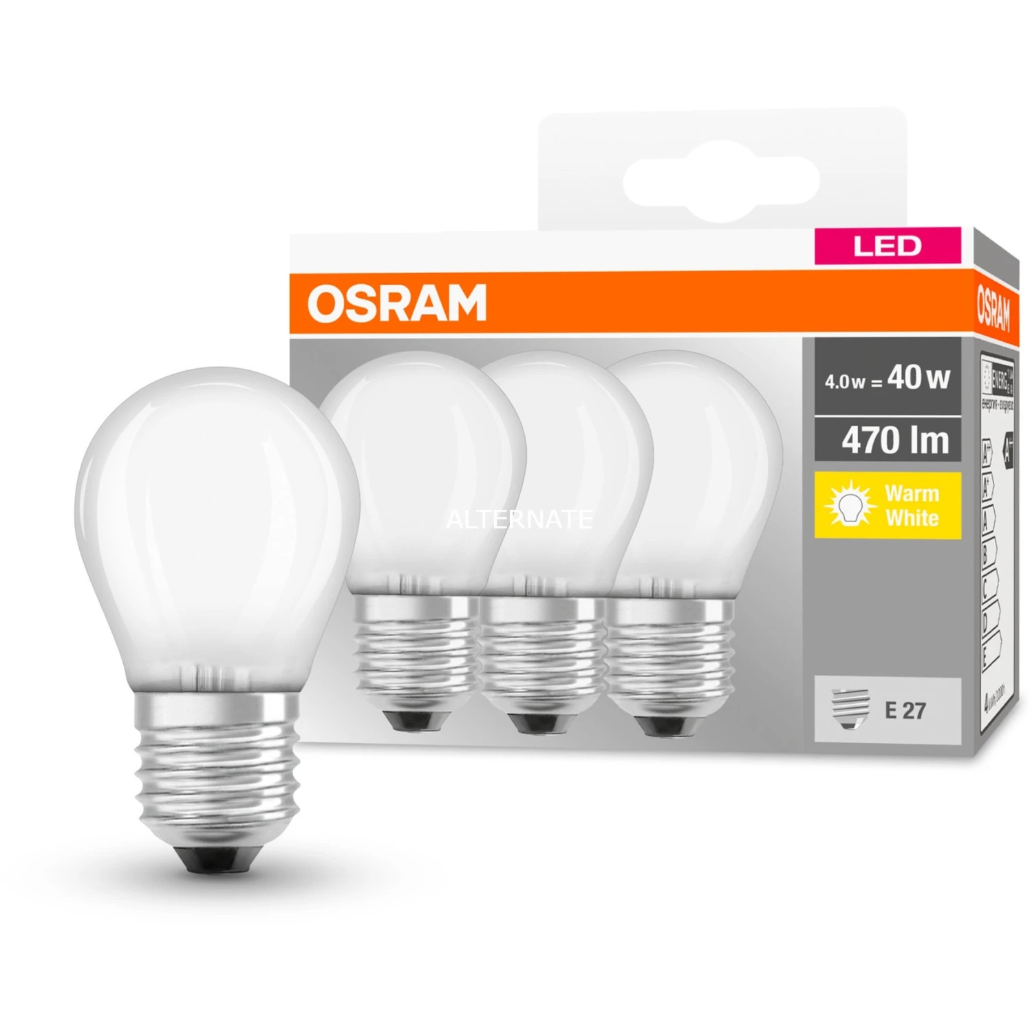 LED-Lampen LEDVANCE OSRAM LED BASE CLASSIC P 40 4 W/2700K E27, LED-Lampe (3er-Pack, Ersetzt 40 Watt) 4 LED-Lampen LEDVANCE OSRAM LED BASE CLASSIC P 40 4 W/2700K E27, LED-Lampe (3er-Pack, Ersetzt 40 Watt) – Bild 4