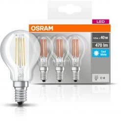 LED-Lampen LEDVANCE OSRAM LED BASE FILAMENT CLP 40 4W/840 E14 M3, LED-Lampe (Dreierpack, Ersetzt 40 Watt, Filament) -Lampen & Leuchten Verkaufsgeschäft LEDVANCE OSRAM LED BASE FILAMENT CLP 40 4W 840 E14 M3 LED Lampe@@9laafl99 3