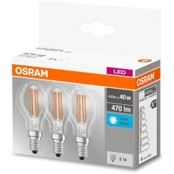 LED-Lampen LEDVANCE OSRAM LED BASE FILAMENT CLP 40 4W/840 E14 M3, LED-Lampe (Dreierpack, Ersetzt 40 Watt, Filament) -Lampen & Leuchten Verkaufsgeschäft LEDVANCE OSRAM LED BASE FILAMENT CLP 40 4W 840 E14 M3 LED Lampe@@9laafl99 4