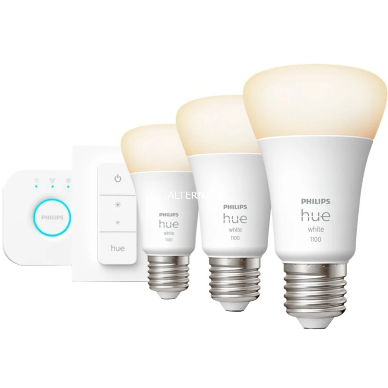 Leuchtmittel Philips Hue White Starter-Kit E27, LED-Lampe (drei Lampen, Eine Hue-Bridge, Ein Dimmschalter, Ersetzt 75 Watt) 1 Leuchtmittel Philips Hue White Starter-Kit E27, LED-Lampe (drei Lampen, Eine Hue-Bridge, Ein Dimmschalter, Ersetzt 75 Watt)
