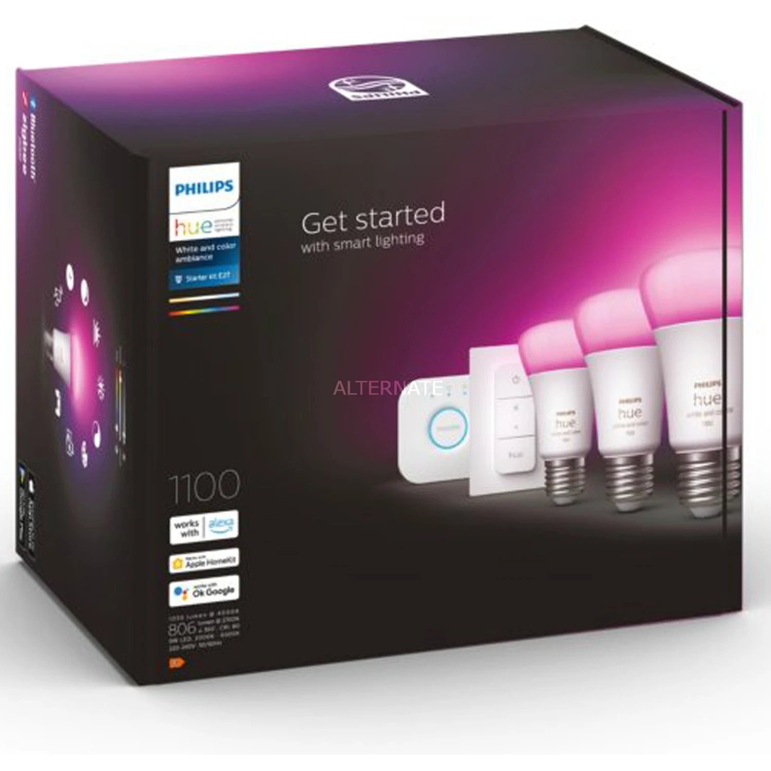 Leuchtmittel Philips Hue White & Color Ambiance Starter-Kit E27, LED-Lampe (drei Lampen, Eine Hue-Bridge, Ein Dimmschalter, Ersetzt 60 Watt) – Bild 4