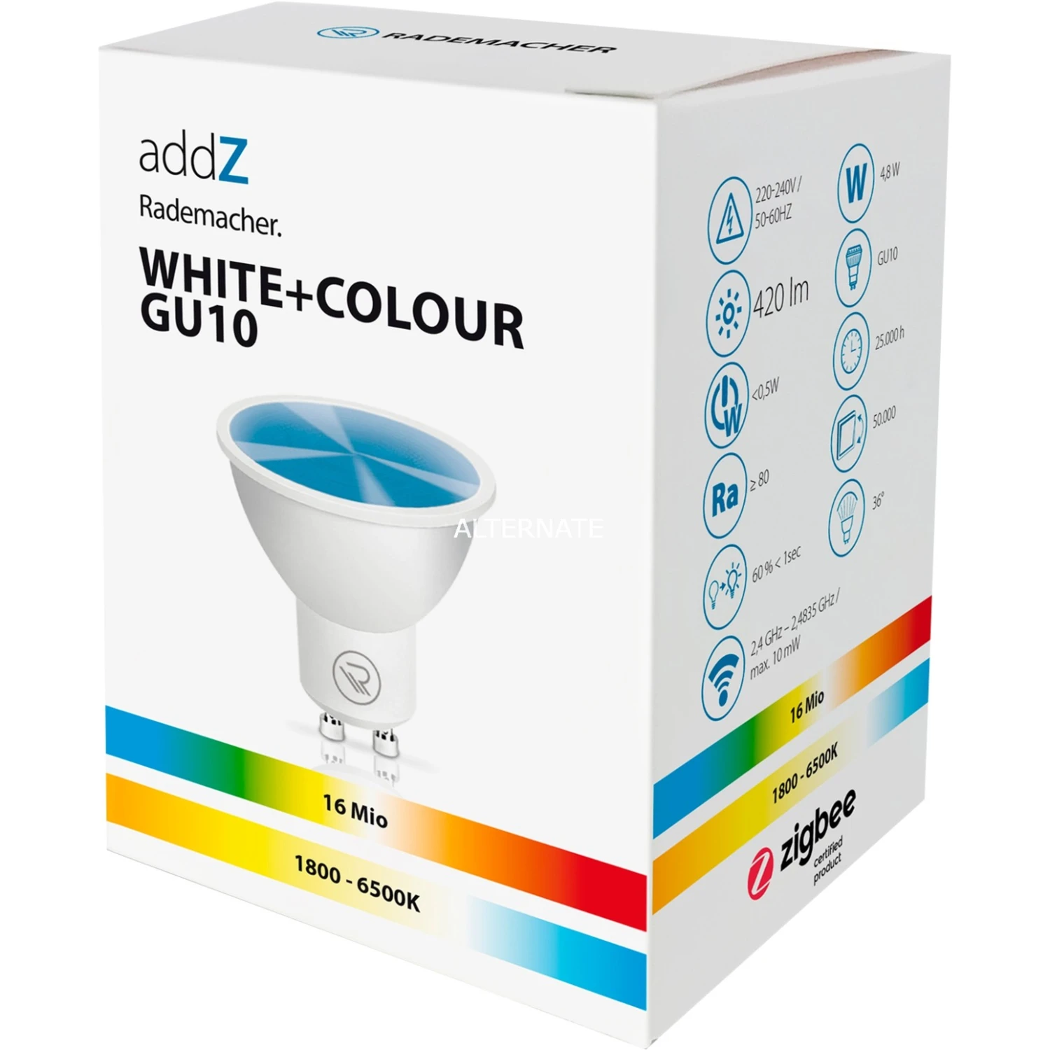 Leuchtmittel Rademacher AddZ White + Colour GU10 LED, LED-Lampe (ersetzt 50 Watt) 2 Leuchtmittel Rademacher AddZ White + Colour GU10 LED, LED-Lampe (ersetzt 50 Watt) – Bild 2