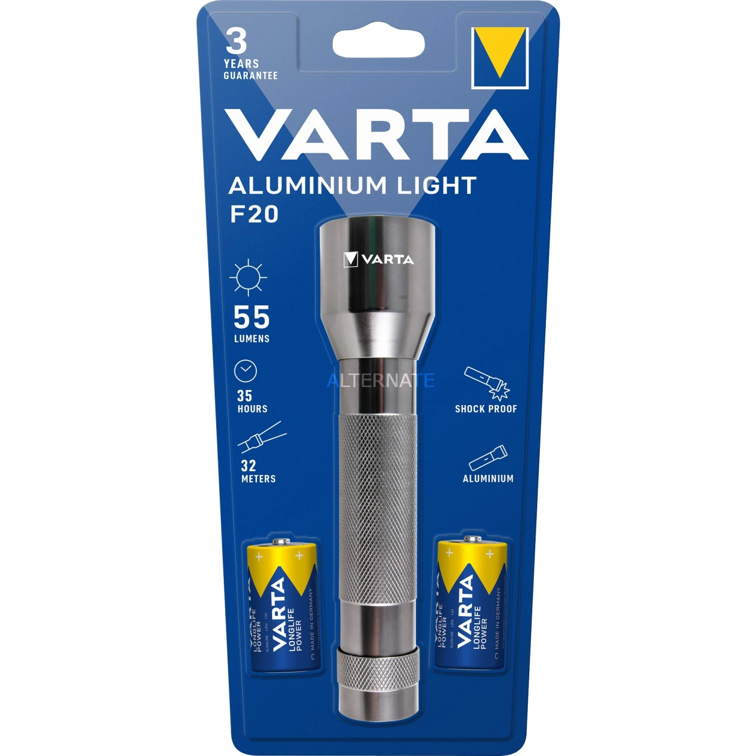 Taschenlampen Varta Aluminium Light F20, Taschenlampe (silber) 1 Taschenlampen Varta Aluminium Light F20, Taschenlampe (silber)